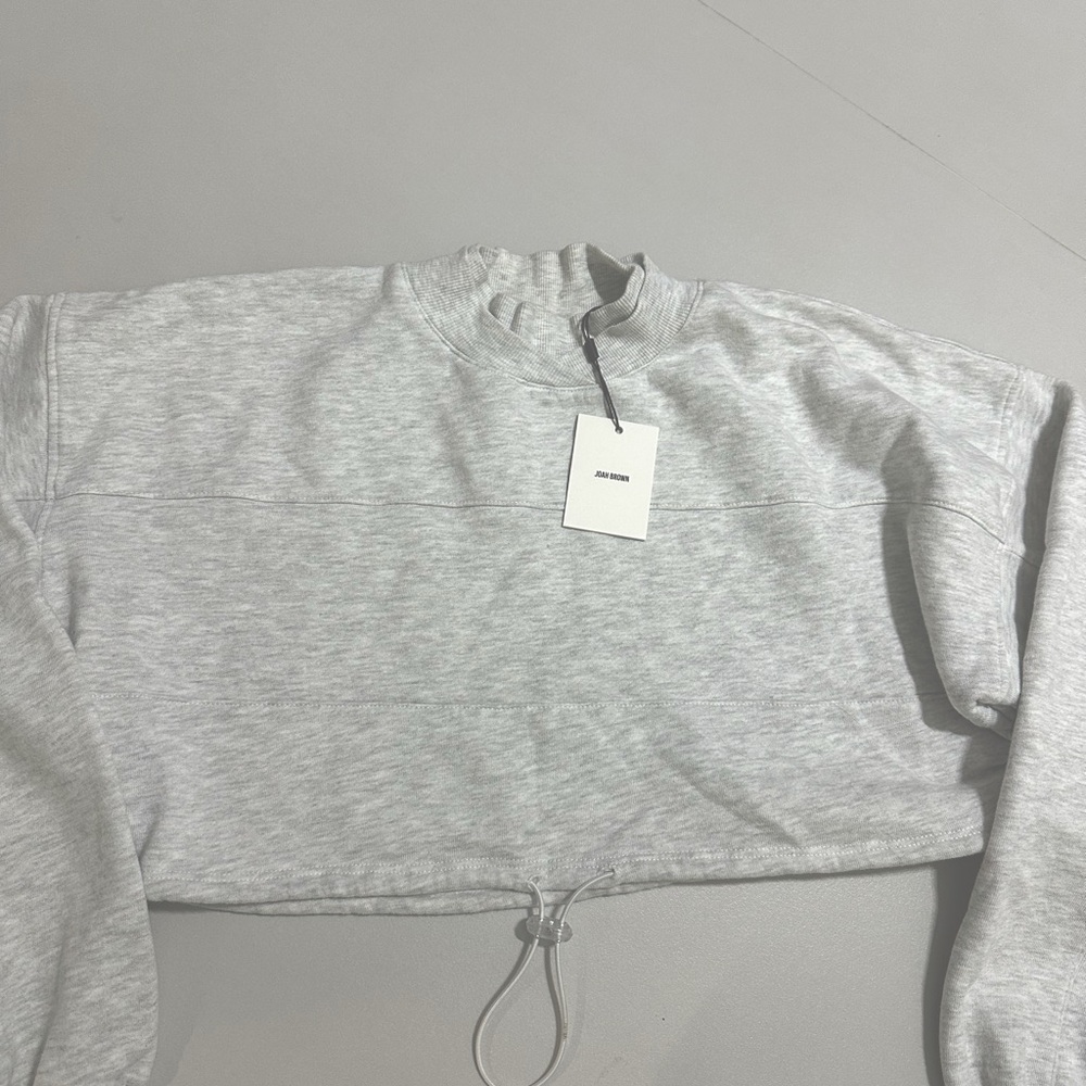 Joah Brown Draw Cord Cropped Crew Sweatshirt Women's One Size Athleisure